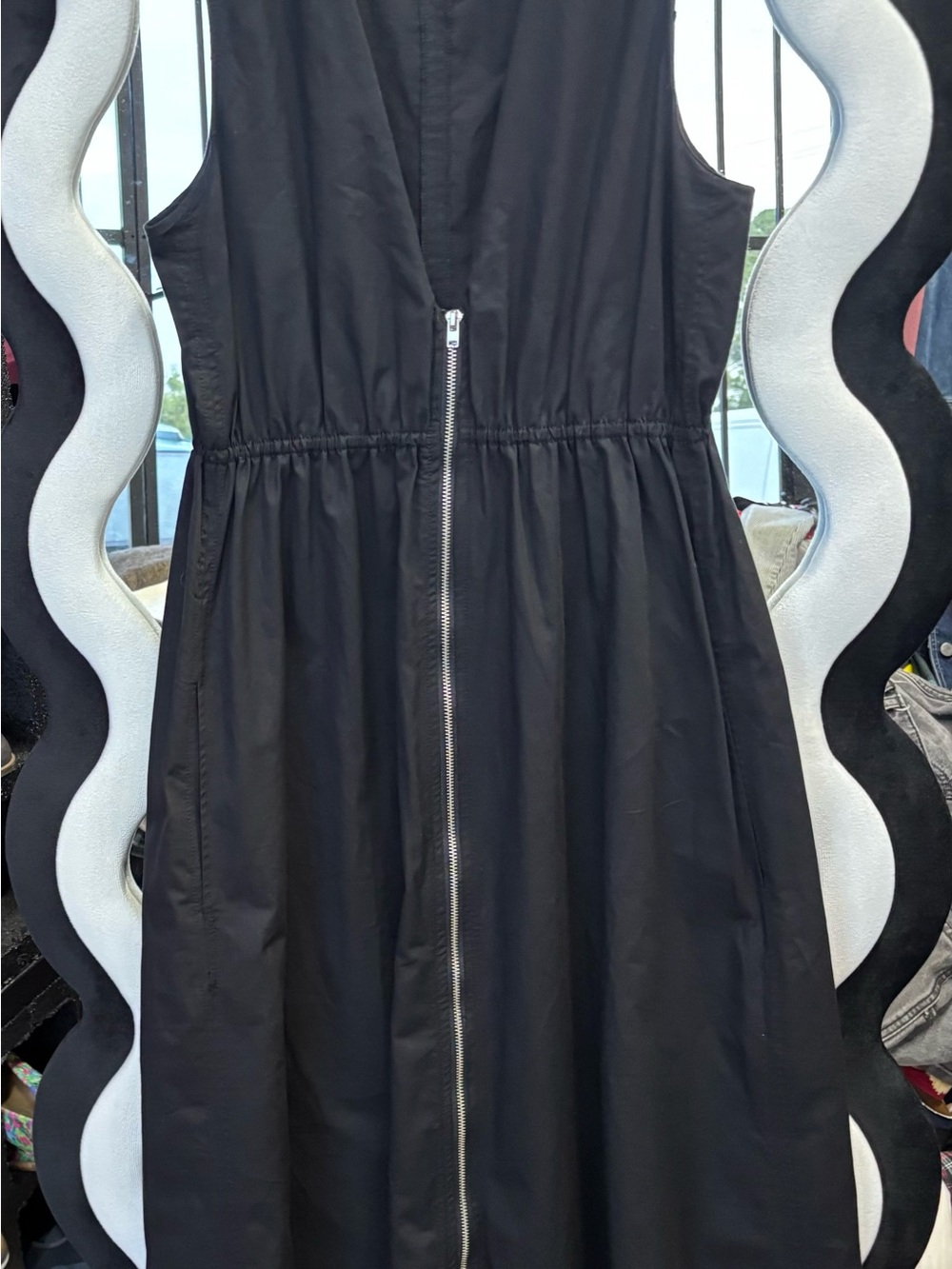 Zara Black Backless Zip-Front Dress